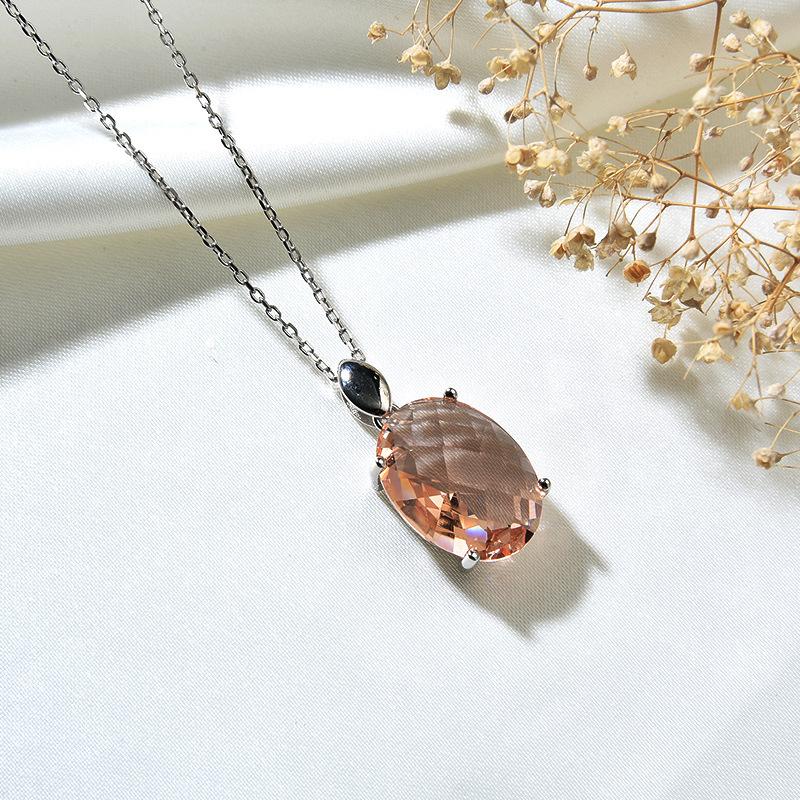 Ensemble de bijoux en argent S925 incrusté de pierres précieuses, tempérament Simple pour dames, boucles d'oreilles en cristal de couleur, bague, collier, bijoux