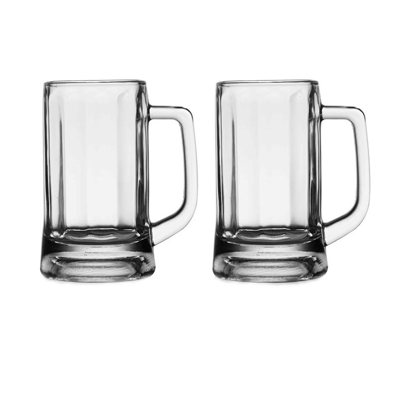 400ml 2pcs Set Craft Beer Glass with Handle Heat Thick Bottomed Beer Glass Party Transparent Drinkware Resistant Tea Water Cup