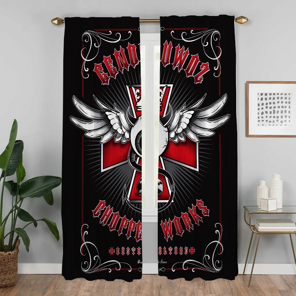 Hells Angels Gardiner för Sovrum Halloweendekoration Heminredningsgardiner för Vardagsrum Avskärmningsgardiner Mörkläggningsgardin