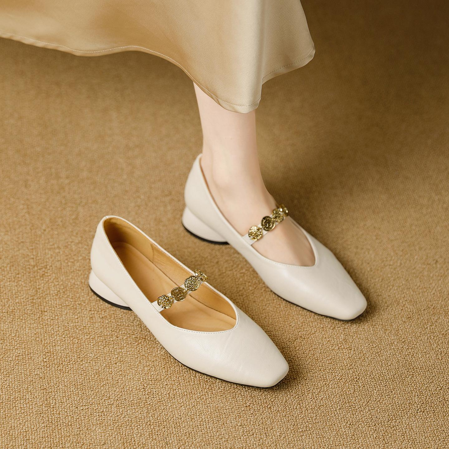 

Fashionable Mary Jane Shoes for Women Elegant Chunky Heel Low Heel, Shallow Mouth Single Shoes Low Heel Chunky Heel Women s Shoes 42 білий