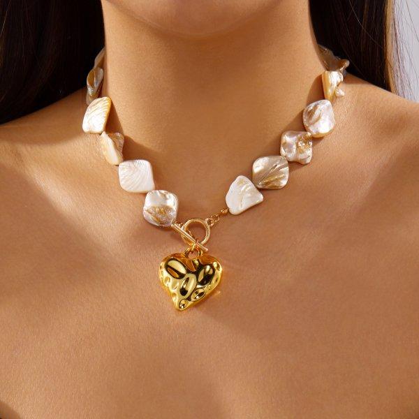 Bohemian Ocean Shell Faux Pearl Pendant Necklace Summer Beach Vacation Choker Fashion Jewelry