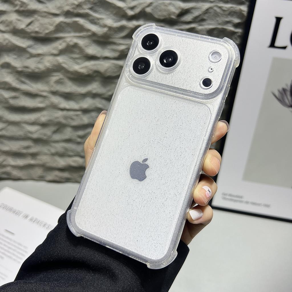 Corner Protection Glitter Clear Case For iPhone 17 Pro Max Air 16E 16 15 Plus 14 13 12 11 iPhone17 17Pro Camera Lens Protector Phone Cover Accessories