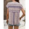 Geometric Pattern Round Neck Short Sleeved Shirt Top