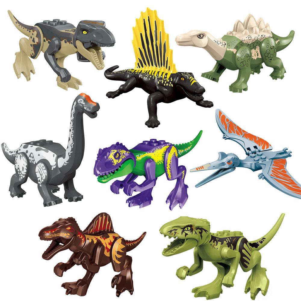 8PCS/Set Jurassic World 3 Dinosaurs Quetzalcoatlus Therizinosaurus Pyroraptor Dino Building Blocks Toys For Children Dinosaur