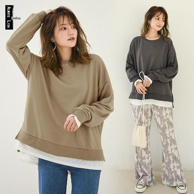 Damen 2021 Frühling/Herbst Frottee Zweiteiler Stil Mittellang Locker Lässig Trendige Pullover Sweatshirts, Übergröße verfügbar.