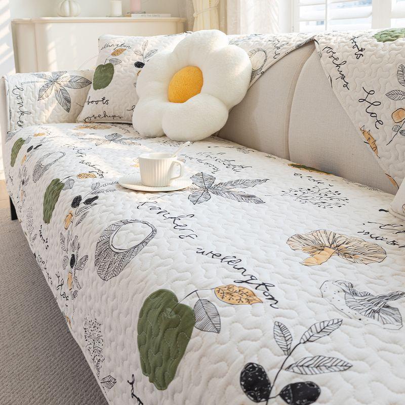 

Pure Cotton Sofa Cushion Pastoral Style Fabric Cotton Cushion Leather Non Slip All Year Round Universal Cover Cloth Cover American Akihito 70*70cm(Leaflet)