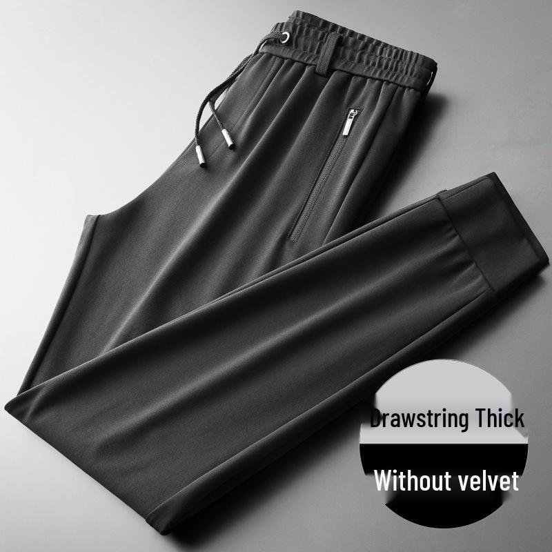 Men's Autumn Fleece-Lined Straight-Leg Elastic Sweatpants - Plus Size Casual Sports Pants