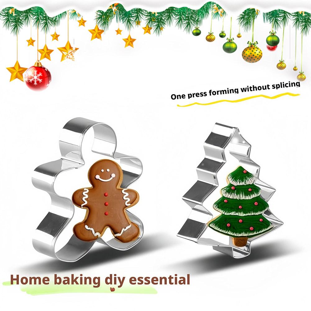 6 ST Julsmåtteformar Jultecknad Småkaksmallar Tomten Snöflinga Vändande Sockerbakverk Bakverktyg