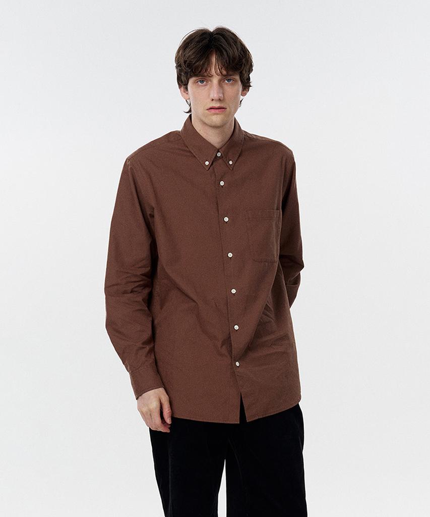 TAILDERN Miles Cotton Button Down Shirts Brown