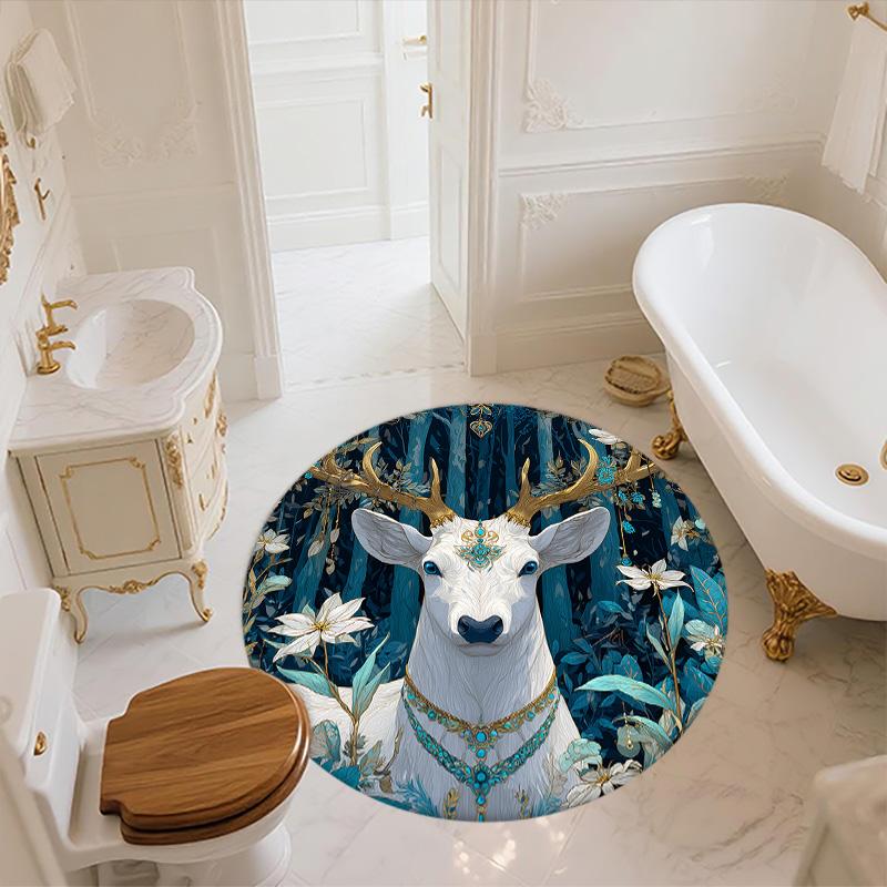 Blue Series Animals,Round Area Rug,Carpet Rug for Living Room Bedroom Sofa Playroom Decor,Non-slip Floor Mat