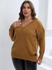 Women's Plus Size Off-the-Shoulder Knit V-Neck Sweater - Autumn & Winter Collection