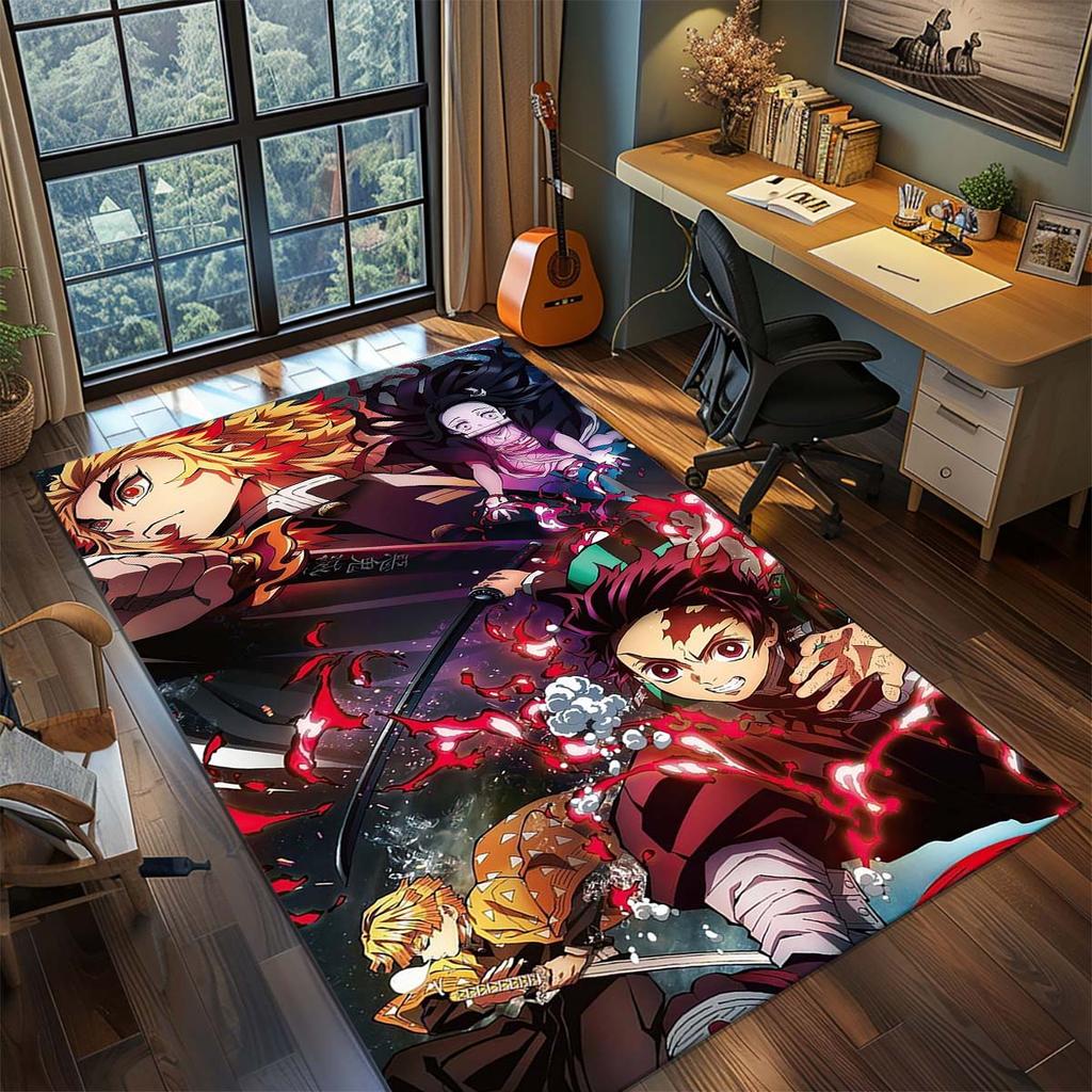Demon Slayer Anime Rug Carpet Large Area Rug Non Slip Washable Floor Mat Gamer Room Bedroom Home Decor -QJY