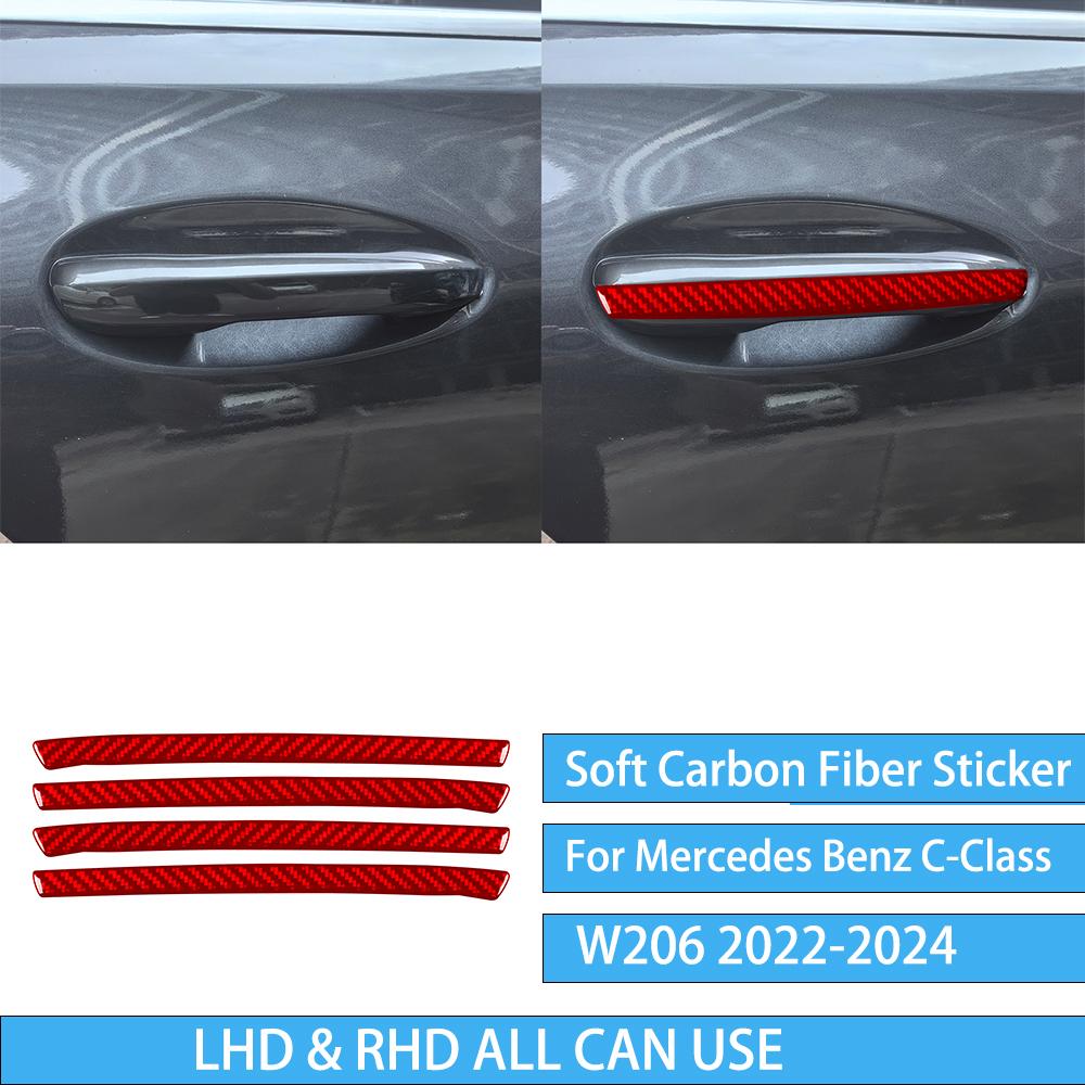 For Mercedes Benz C-Class W206 -2024 Auto Door Trim Seat Adjustment Red Carbon Fiber Decorative Car Accessory Sticker