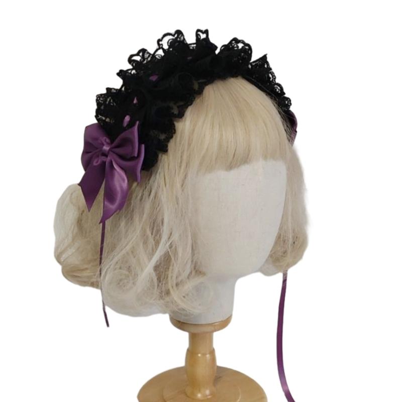 Vintage Lace Top Hat Hair Clip Hair Accessory with Ribbon Headband Lace Flower