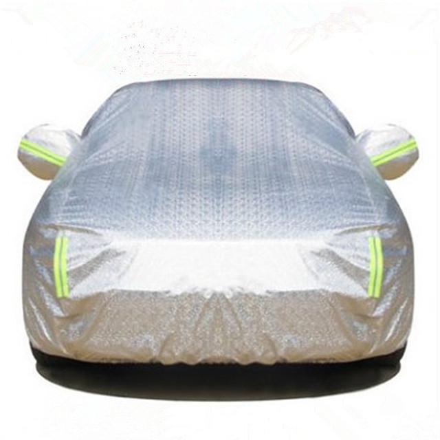 

Утолщенный водонепроницаемый солнцезащитный чехол для автомобиля из ткани Оксфорд и алюминиевой пленки Hatchback Large 4.4*1.8*1.6 серебряный