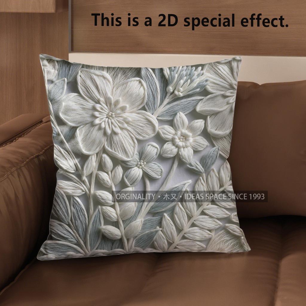 

2D Colorful Floral Embroidered Cushion Covers Pattern Cushion Cover Suitable For Sofa Bedroom Car Pillow Cover 40x40cm