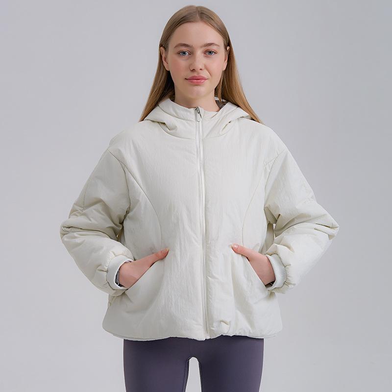 Autumn and winter coat padded clothes women's high-end hooded padded jacket loose short warm new zipper windproof top