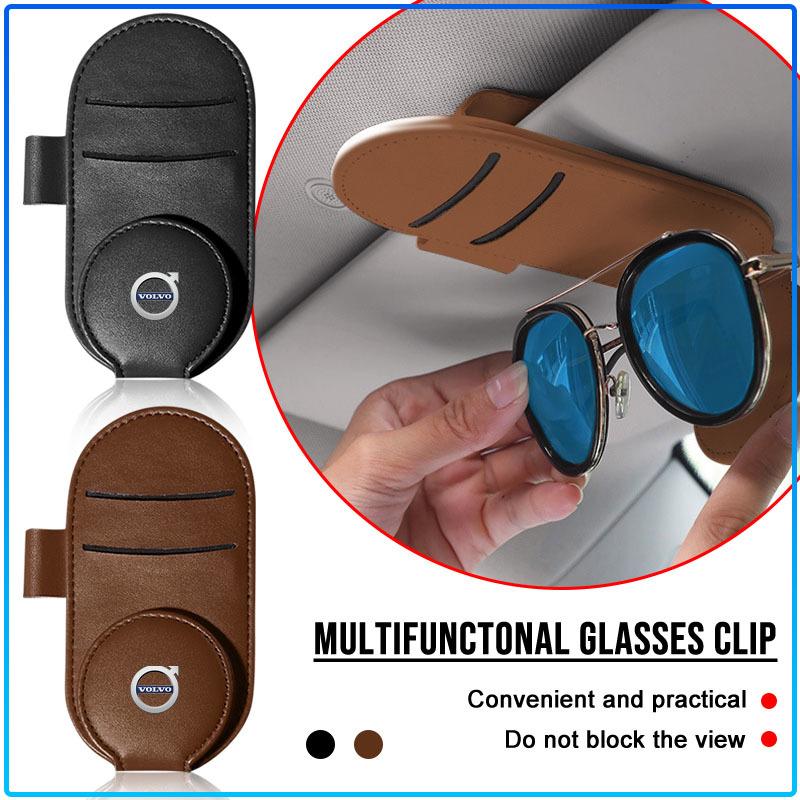 Leather Car Glasses Clip Sun Visor Multi-function Sunglasses Clip Car Styling For Volvo XC60 XC90 S60 S80 S40 V40 V60 V70 V50 XC70