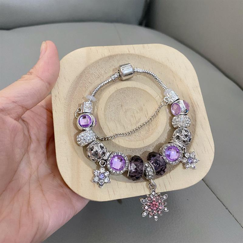Panjia Style Purple Crystal Dream Catcher Pendant Bracelet for Women