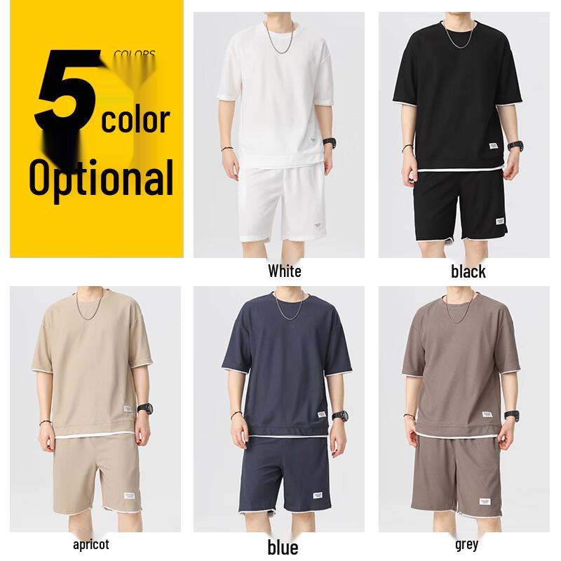 MiiOW Men's Waffle Short Sleeve T-Shirt & Shorts Set