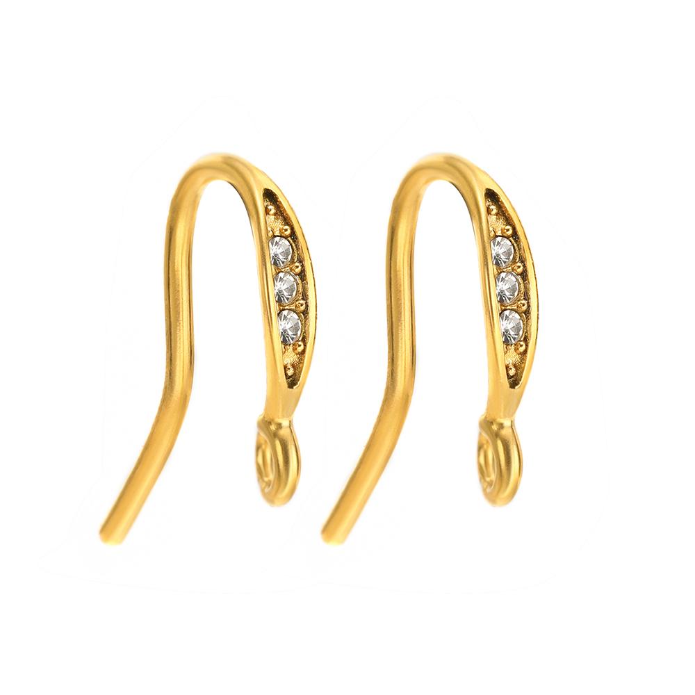 10pcs Stainless Steel PVD Gold Plated Zircon Earring Hooks Wires for DIY Jewelry Findings Accessories Handmade Earrings Making