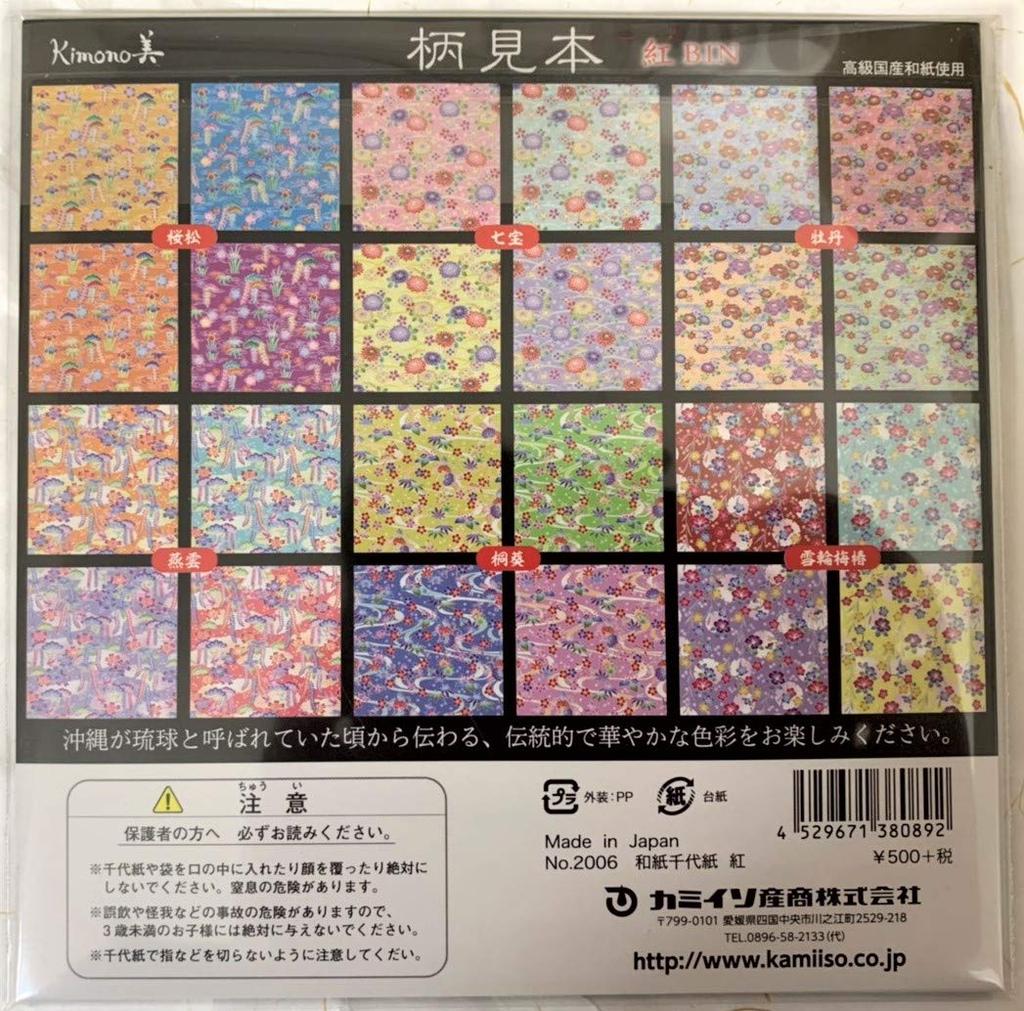 Kamiiso Sansho Washi Chiyogami Beni Bin typ prefektury Okinawa