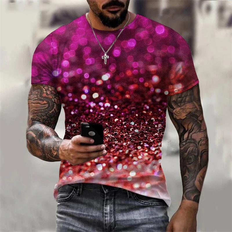 3D Printing Men's Glitter Graphic T-shirt Fashion Short Sleeve Casual Plus Size Tee Tops Streetwear Camisetas De Hombre