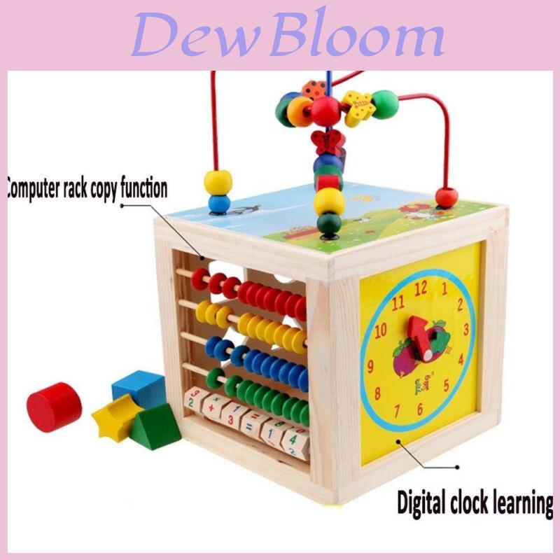 Premium 5 In 1 Wooden Multi-activity Cube Educational Toy For Kids And Babies