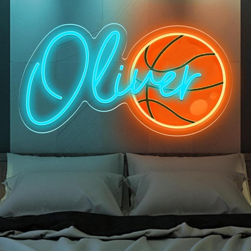 Custom Neon Name Signs Personalized Basketball Neon Sign for Wall Decor Sport Neon Light Up Sign for Bedroom Playroom Party Man Cave Home Decor