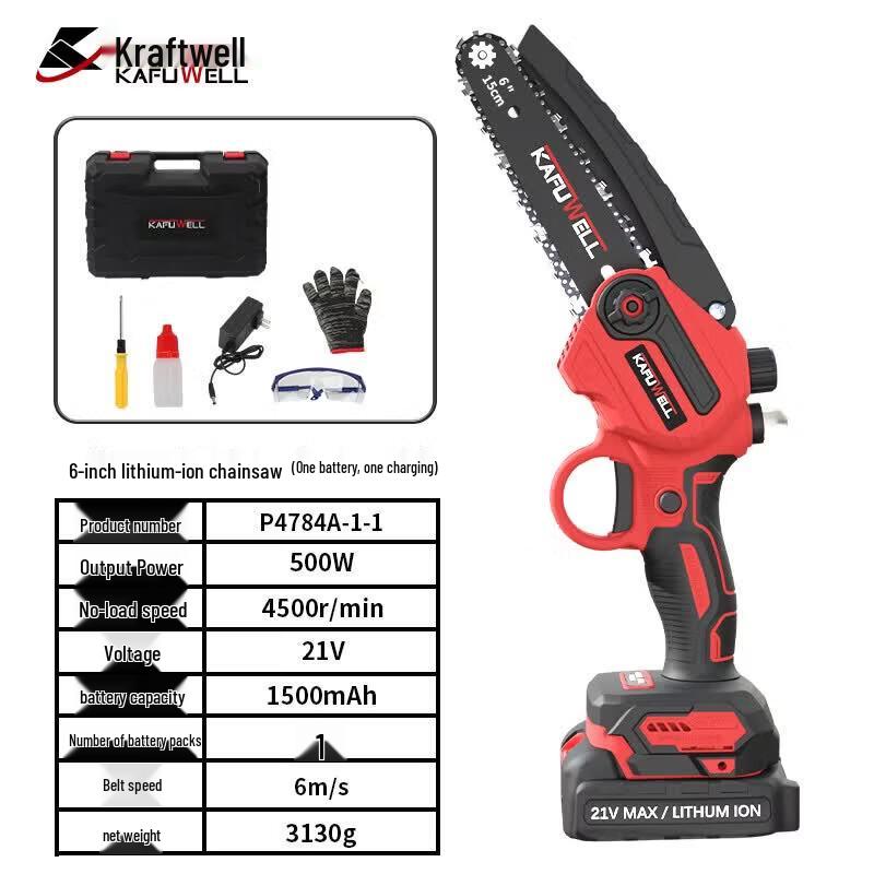 21V Cordless 6-inch Electric Chainsaw CN Plug (adapter Included)