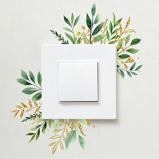 4 Pcs Plants Flower Switch Stickers Leaves Floral Light Switch Decal Removable Socket