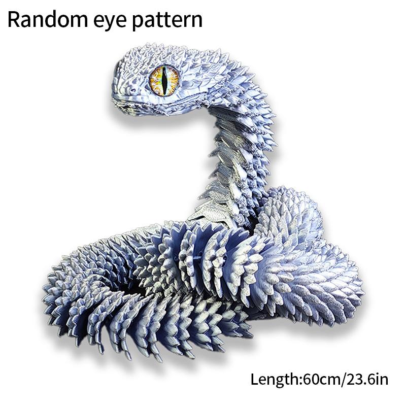 3D Printed Snake Fidget Toys Crystal Dragon Flexible Joints Executive Desk Toys Home Office Decor Perfect Gifts For Autism/Adhd