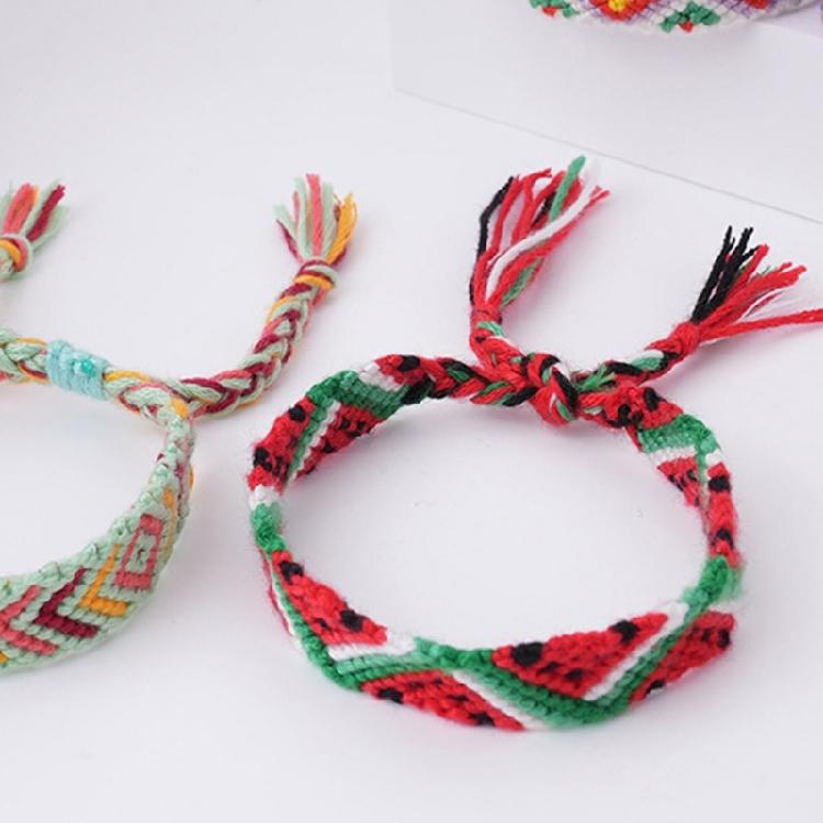 Cotton Rope Bracelet Adjustable Bracelet Unique Watermelon Pattern Bracelet Handmade Bracelet for Fashion Enthusiasts