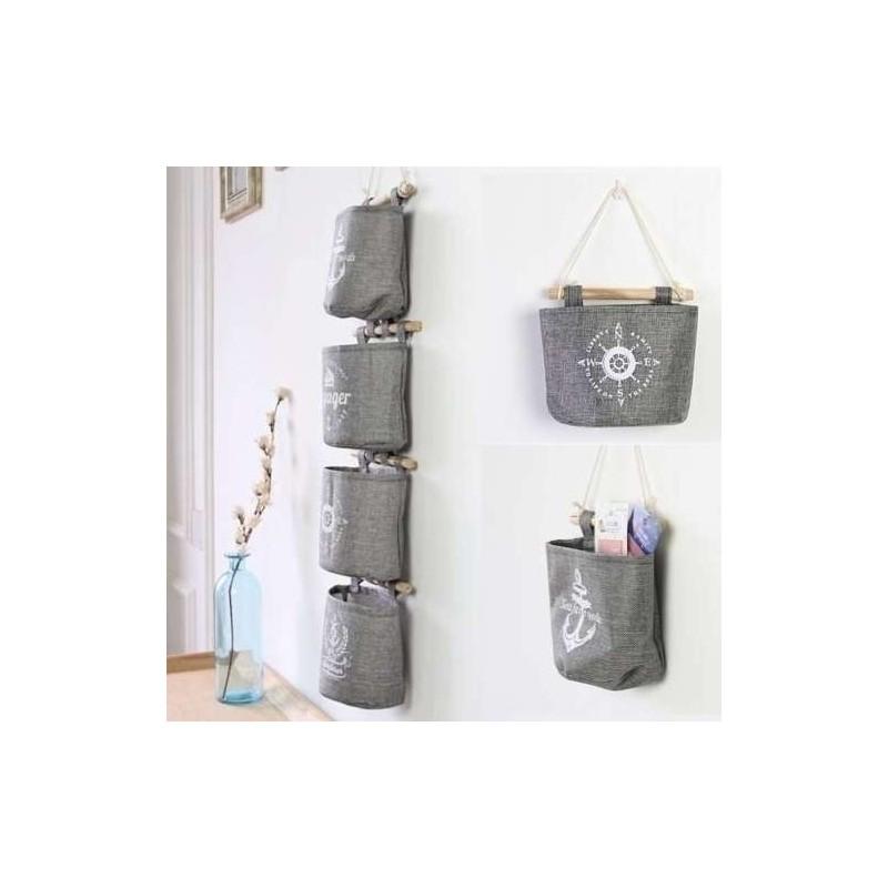 Cotton Linen Hanging Wall Bag For Dorm Room And Closet Storage