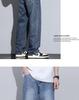 2025 Autumn Men's Blue Straight-Leg Loose Jeans, Fleece-Lined, Plus Size, American Retro Style, Thickened for Warmth.