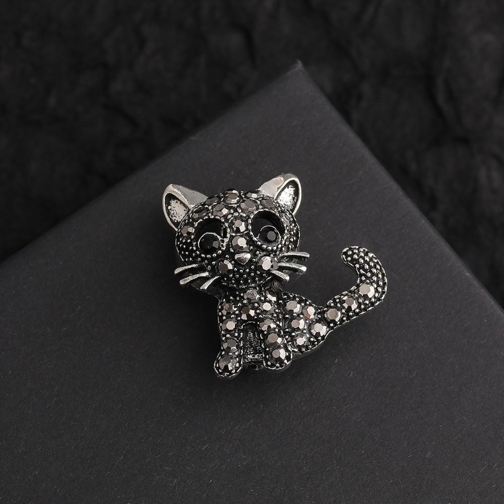 Cute Crystal Cat Brooches Zircon Vintage Brooches Suits Accessories Cat Badge Pins Ornament