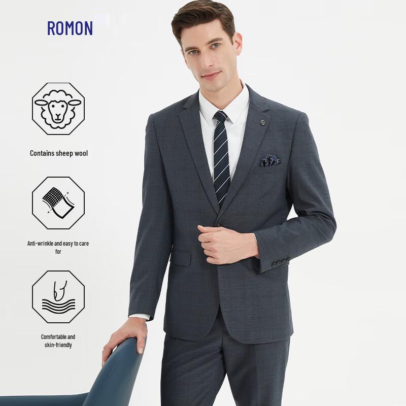 Romon Men s Wool Blend Business Suit Set 4XL/195/84