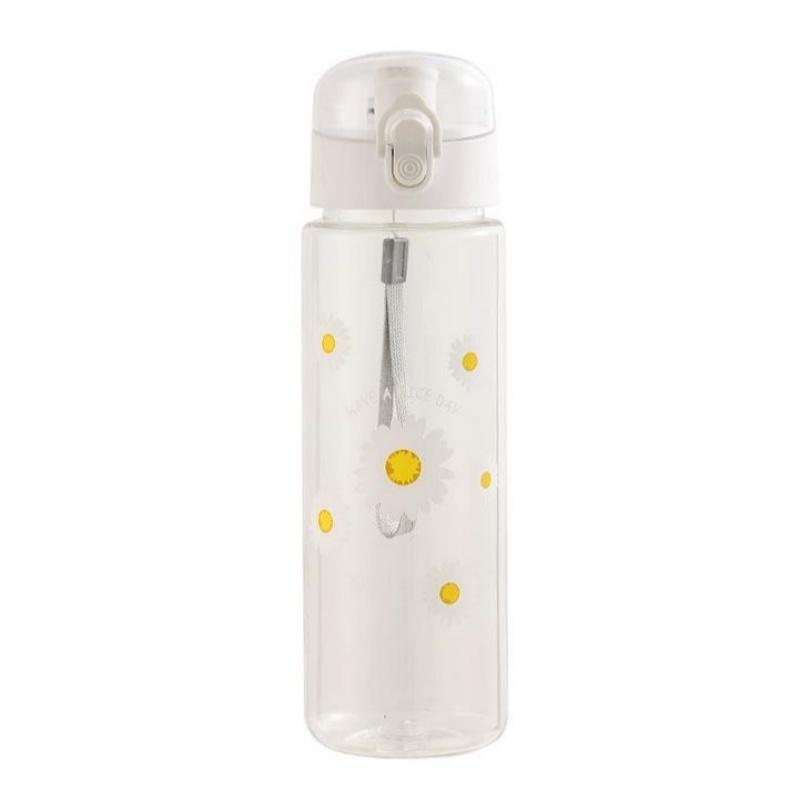 780ml Daisy Flower Plastic Water Bottle Sports Transparent Water Bottle Portable Gym Travel Clear Leakproof Drinking Bottle
