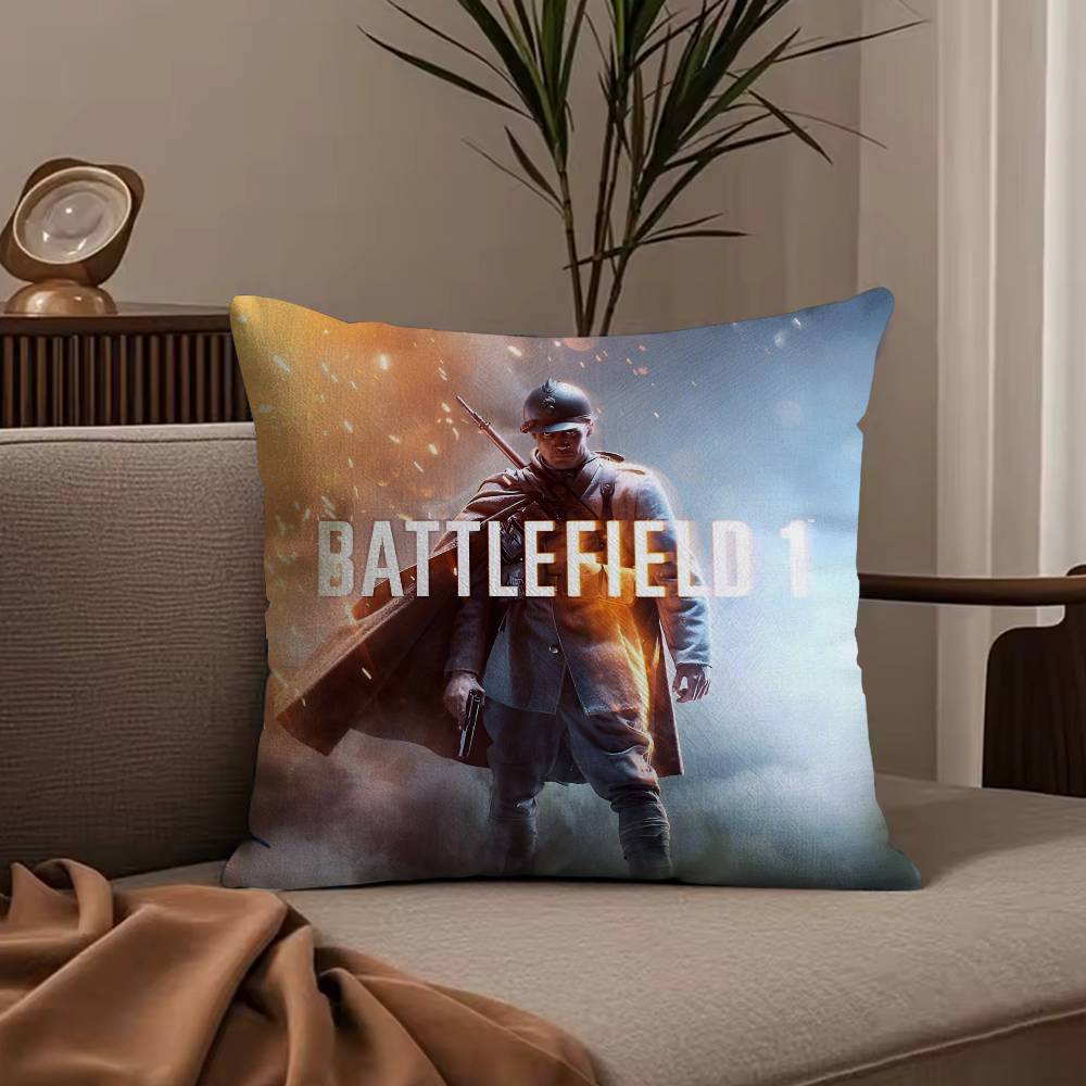 Hot Cool Games B-Battlefield Pillow Case Anti-dustmite Pillowcase Invisible Zipper Silky Short Plush Sofa Cushion Cover