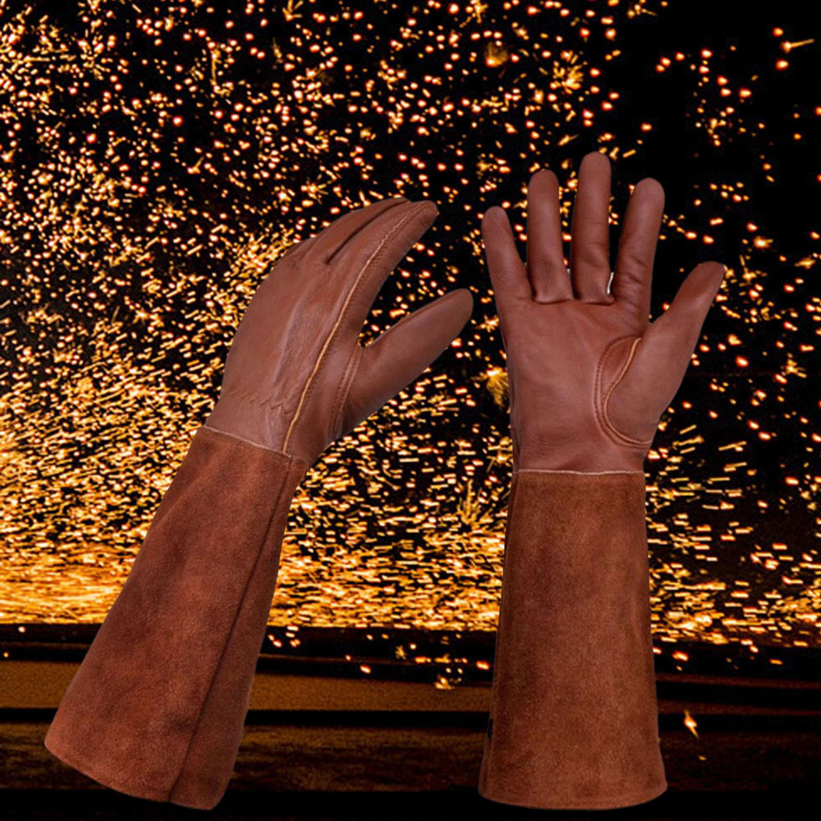 

Зварювальні рукавички для барбекю з PU шкіри. Робочий монтажник. Довга трубка