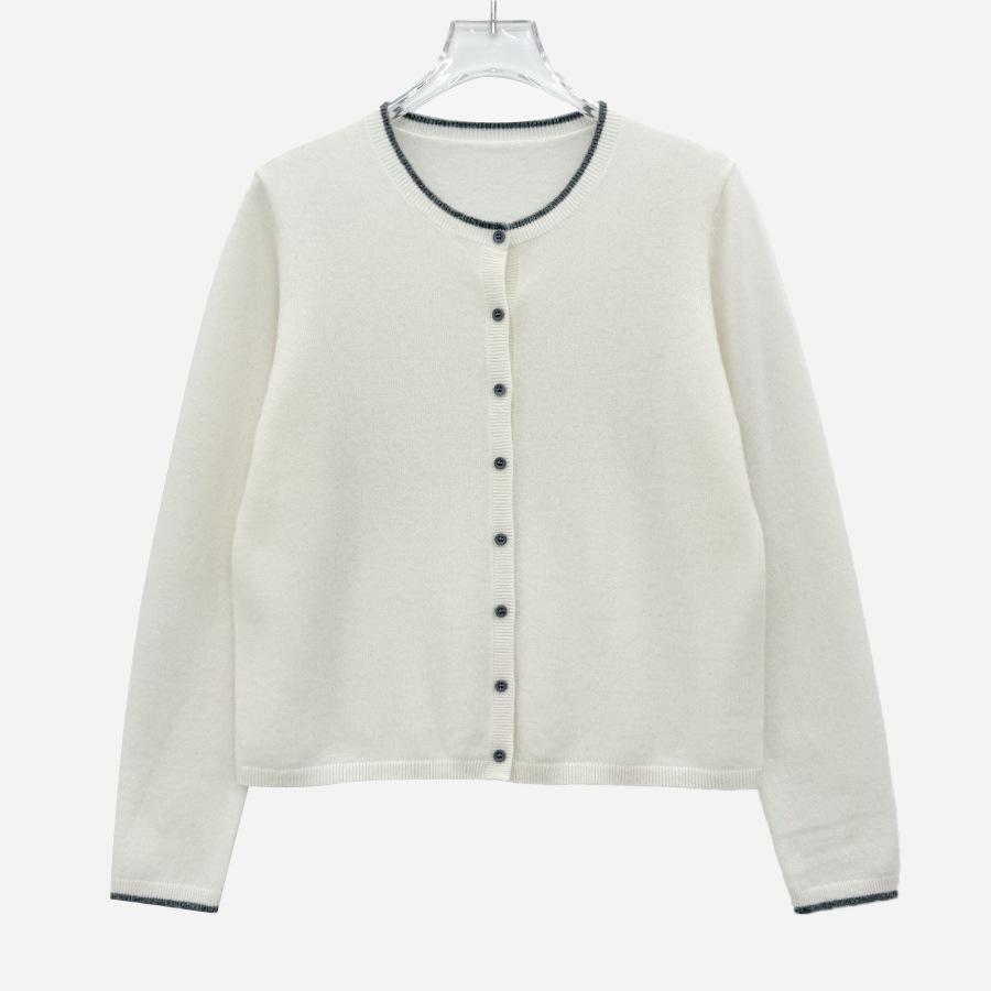 

Женский кашемировый кардиган с круглым вырезом и цветными блоками - Приятный к коже, Свободный крой, Дизайн «два в одном» Extra Large