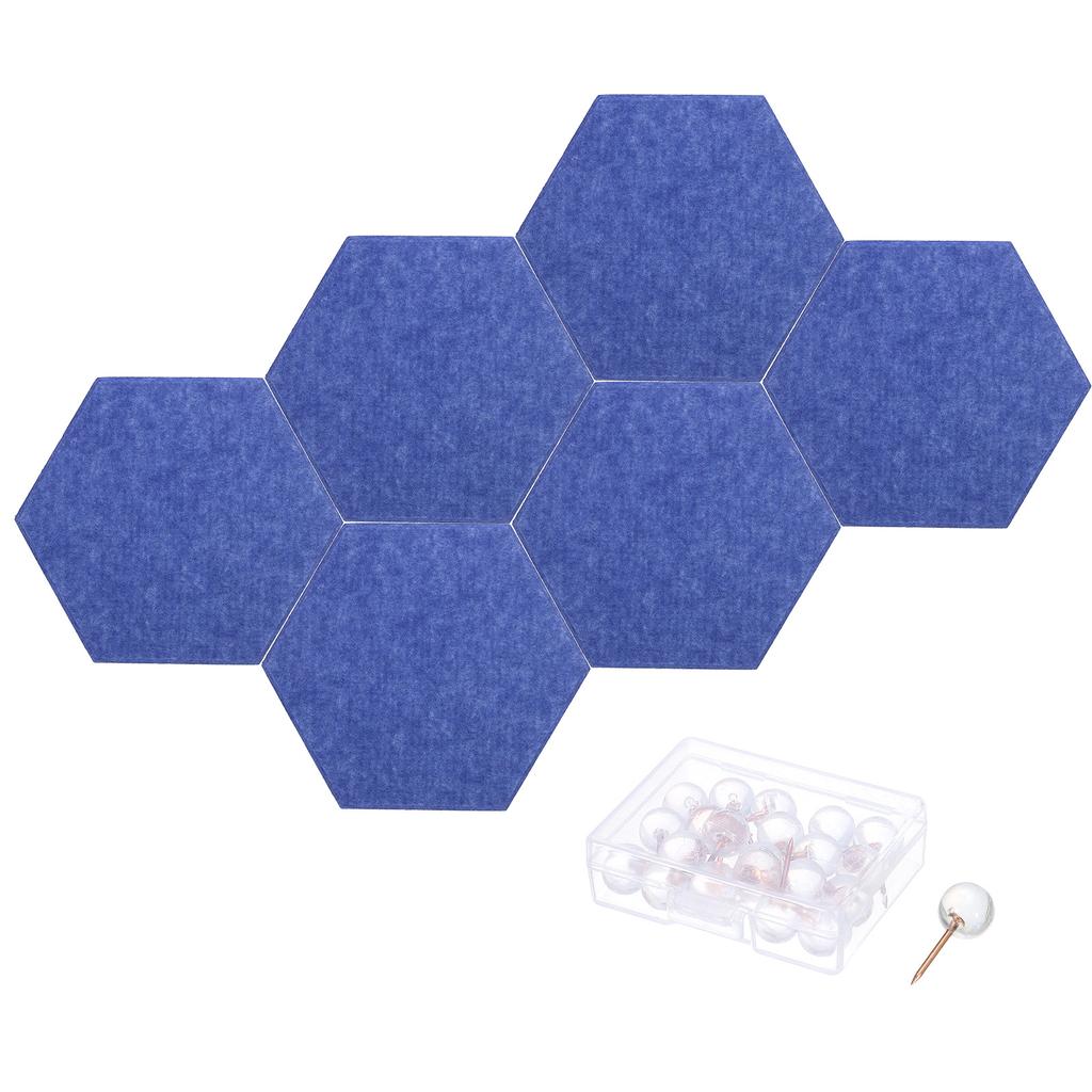 6Pc 30x26cm Felt Bulletin Board Self Adhesive Hexagon Felt Tiles for Sound Proofing Wall Panels for Home Office Recording Studio