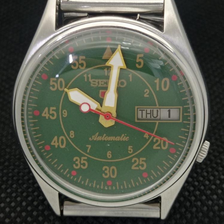 USED VINTAGE SEIKO 5 AUTOMATIC 7009A JAPAN MENS D/D GREEN WATCH 621c-a415302-2 SKU621c-a415302