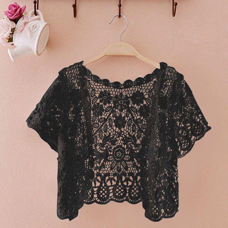Women's French V-Neck Crochet Knit Cardigan - Chic Summer Fashion, Slimming Loose Fit, Versatile Top