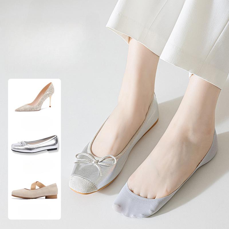 Ice Silk Boat Socks Foot Padded Silicone Anti Slip Thick Sponge Bottom Soft Comfortable High Heel Shockproof Invisible Socks