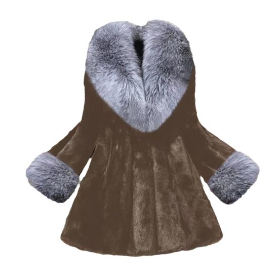 Damski płaszcz z otwartym przodem, z kołnierzem i mankietami ze sztucznego futra, casualowa kurtka z długim rękawem, futrzana, na jesień i zimę, puszysta, ciepła odzież wierzchnia