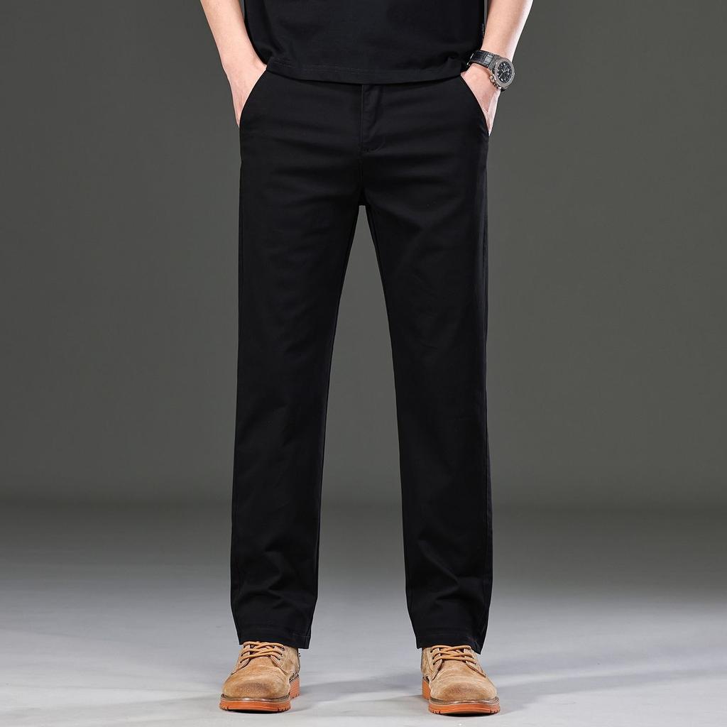 Pure cotton casual pants men's new summer straight loose business versatile trousers trend high-end breathable pants trend