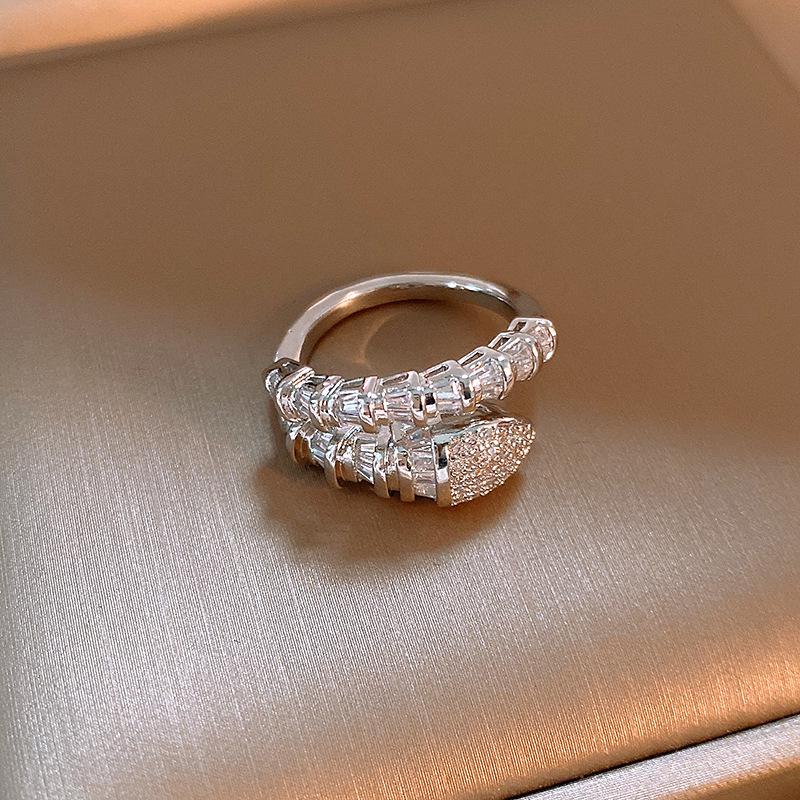 Zirconia Diamond Geometric Heart Open Ring - Fresh High-end Jewelry for Index Finger