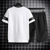 Men's Summer Sports Running Suit Short Sleeve + Shorts 2 Piece Set