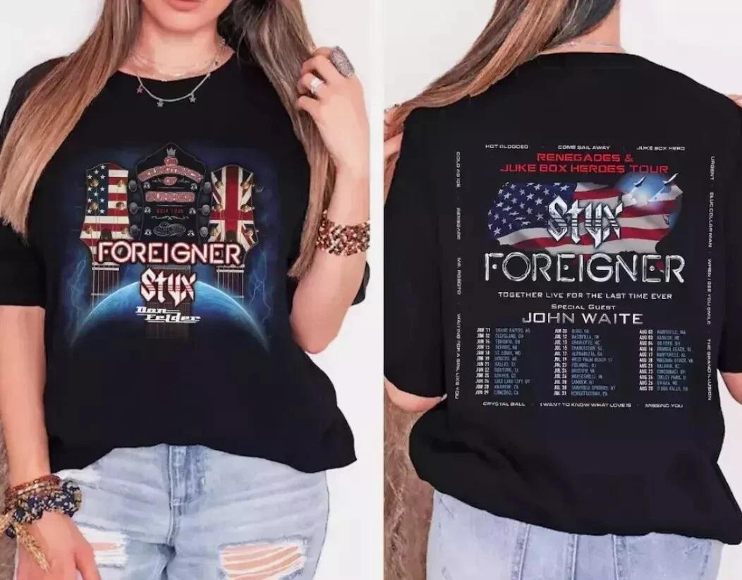 Styx and Foreigner Summer 2024 Tour Shirt, Styx and Foreigner Band Fan T-Shirt 2XL